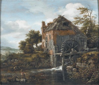 Paesaggio con un Mulino ad Acqua e Uomini che Tagliano Canna da Jacob van Ruisdael